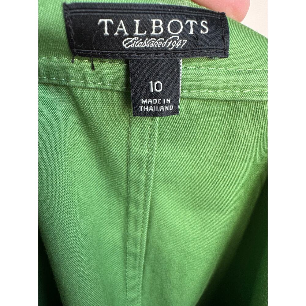 Talbots Lime Green Ruffle Button Front Sheath Dress Size 10 Cotton Stretch - Picture 4 of 7